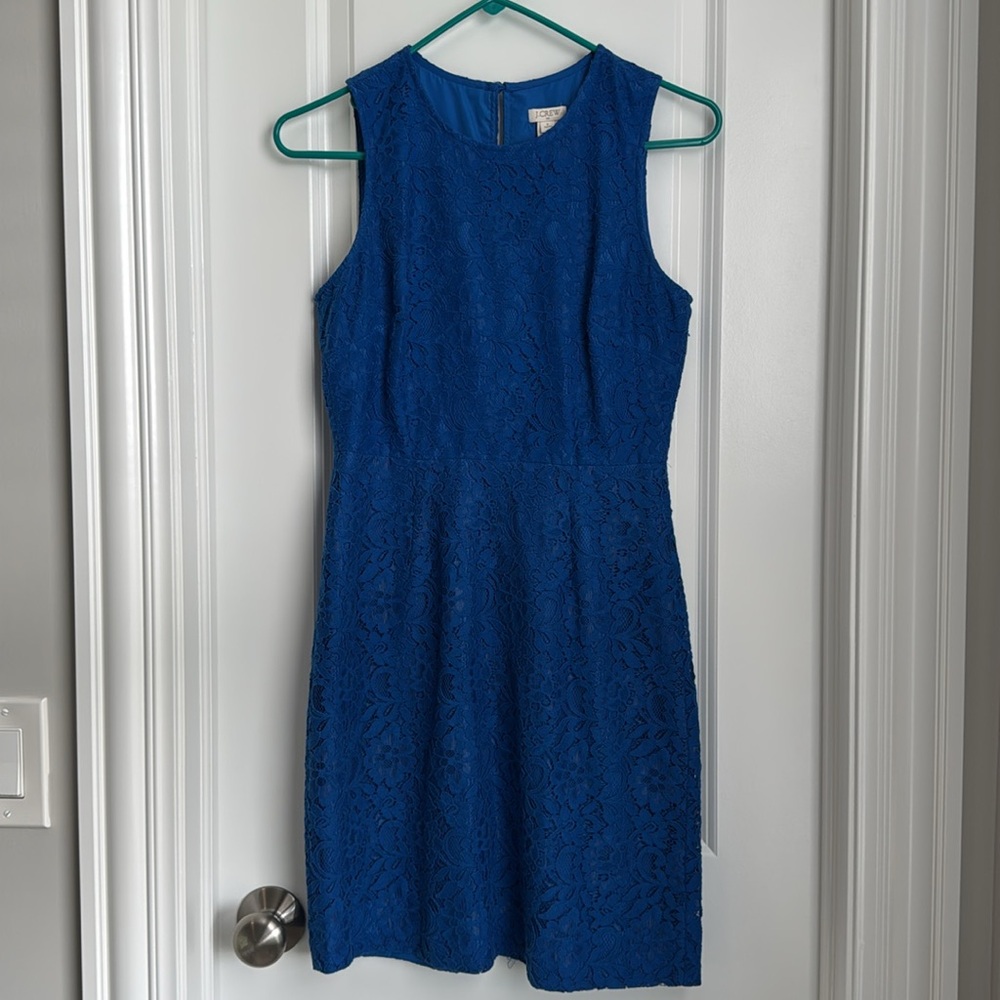 J. Crew blue lace dress, size 2 petite